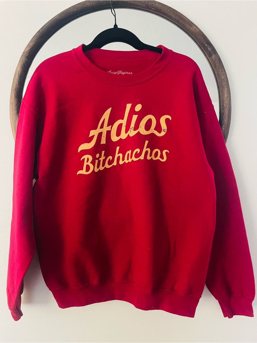 Red 'Adios' Graphic Crewneck Sweatshirt